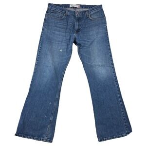 Levis 527 Jeans Mens 36x32 Blue Denim Low Rise Bootcut Distressed‎ Whiskering